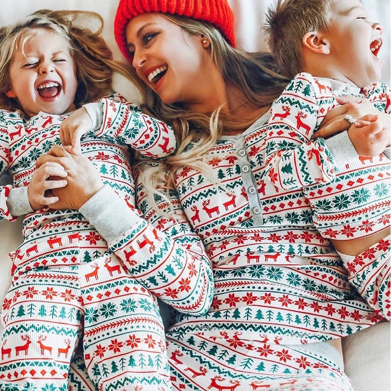 Maxy Fashion Family Christmas Matching Pajamas Set Xmas Adult Kids Mother And Daughter Father Son Sleepwear Baby Family Look Outfits