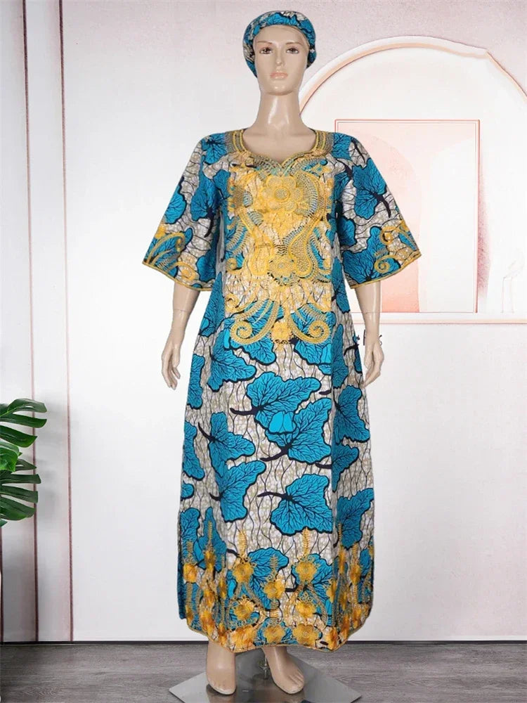 Maxy African Women Traditional Outfit Dashiki Wax Dresses Plus Size Embroidery Maxi Robe Party Evening Gown Turkey Africa Clothing