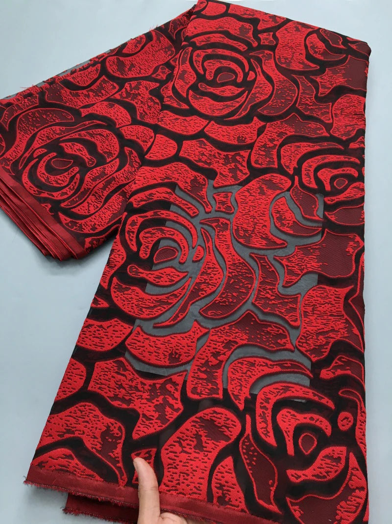 Maxy Brocade Jacquard Lace Fabric African Gilded Lace High Quality Damask Lace Fabric Luxury for Women Party Dresses Sew,2.5yards4224