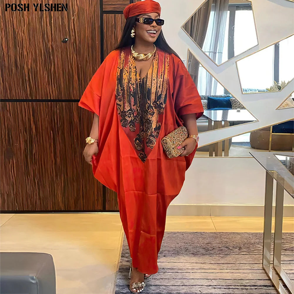 Maxy Plus Size African Long Dresses for Women Traditional Nigeria Print Patchwork Caftan Dress Abaya Musulman Robe Femme Clothes