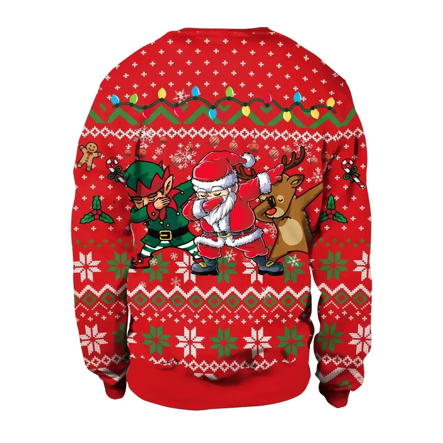 Christmas Pullovers Sweaters for Men Christmas Reindeer 3D Printed O-Neck Sweater Top Couple Clothing Holiday Party Sweatshirts