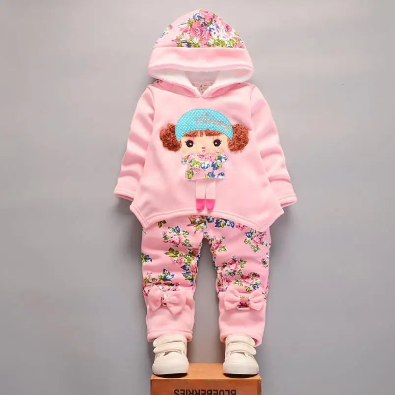 Maxy 2024 New Baby Boys Girls Christmas Cartoon Winter Hooded Plush Warm Vest Coat+Sweatshirt+Pants 3Pcs Infant Children Sports Suit