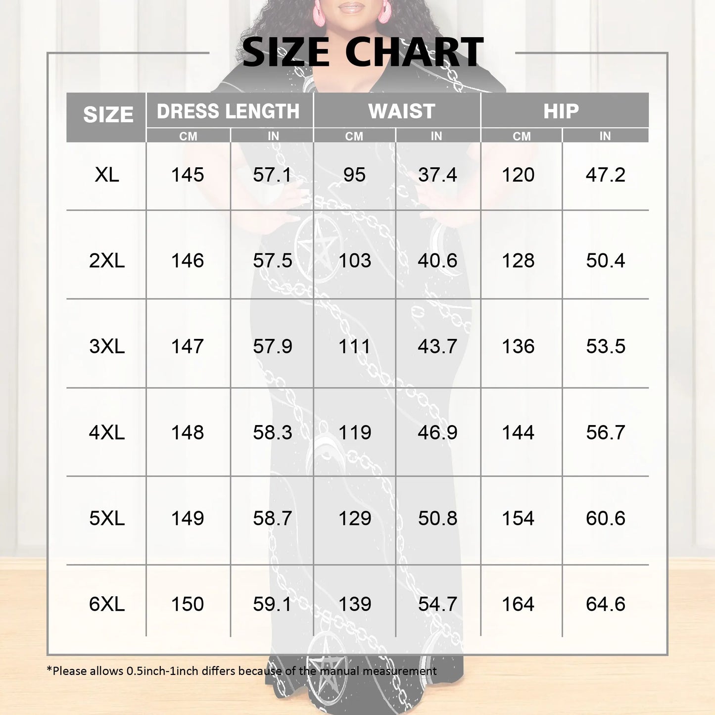 Maxy Plus Size Gothic Moon Chain Print V Neck Short Sleeve Maxy Dress for Halloween