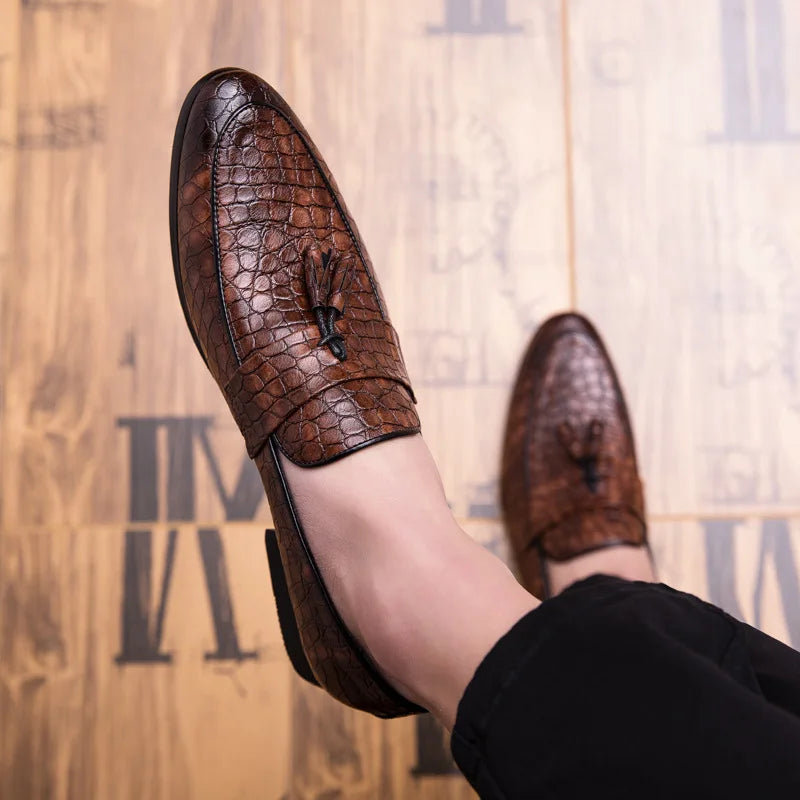Amay New luxury brand fashion Men tassel loafers shoes leather italian formal dress office footwear oxford shoes for men ert5