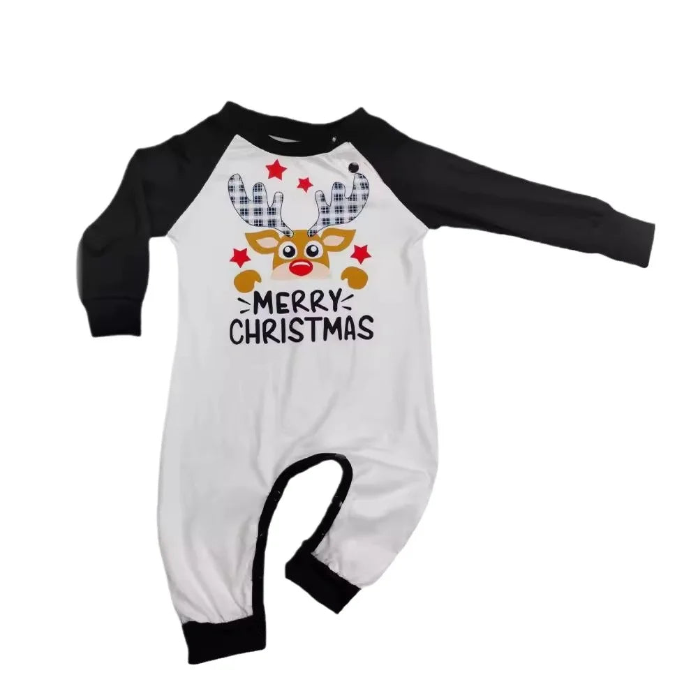 New plaid fawn print Christmas parent-child set European and American Max fashion deer head two-piece family pajamas