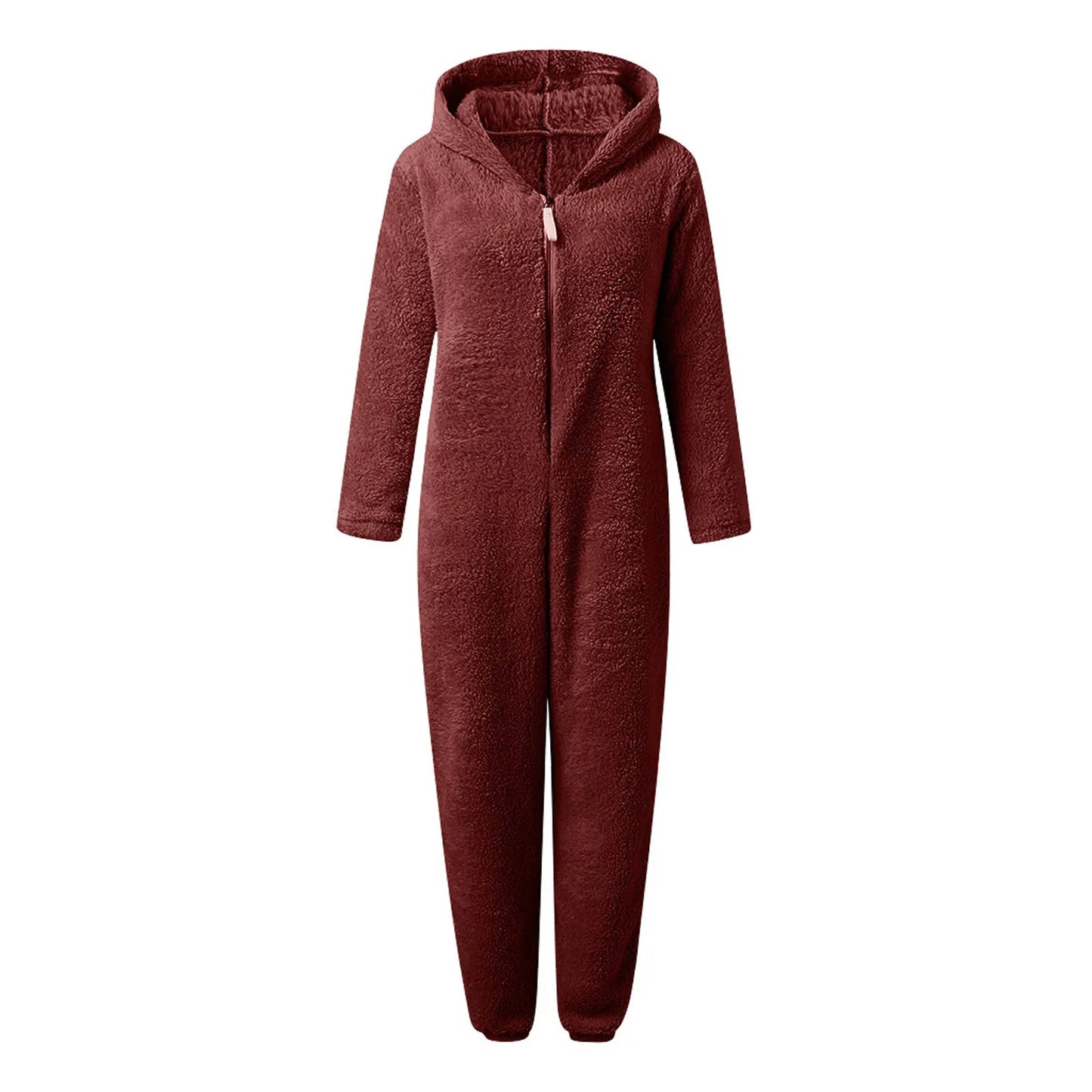 Babs Plus Size Coral Fleece Jumpsuit for Women Christmas Pajamas One-Piece Pyjamas Winter Warm Women Hooded Onesies Sleepwear