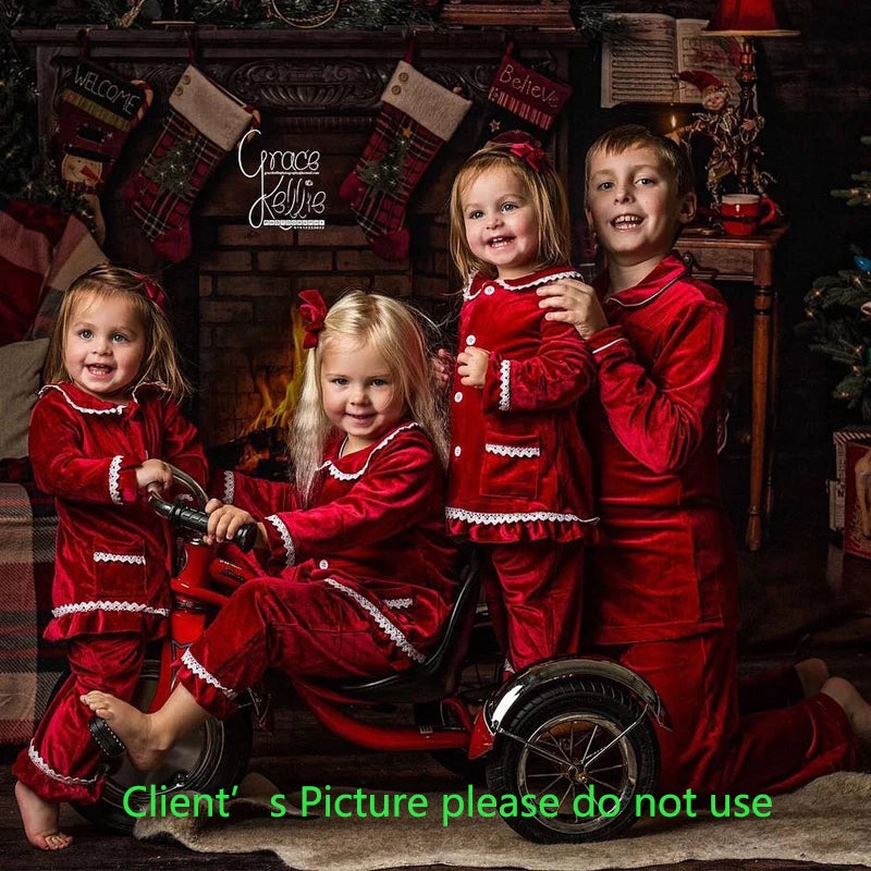 Red Velvet  Max Family Matching Pjs Christmas Mother Kids Pajamas Sleepwear Baby Clothes Loungewear Red Boys Girls Pyjamas Set