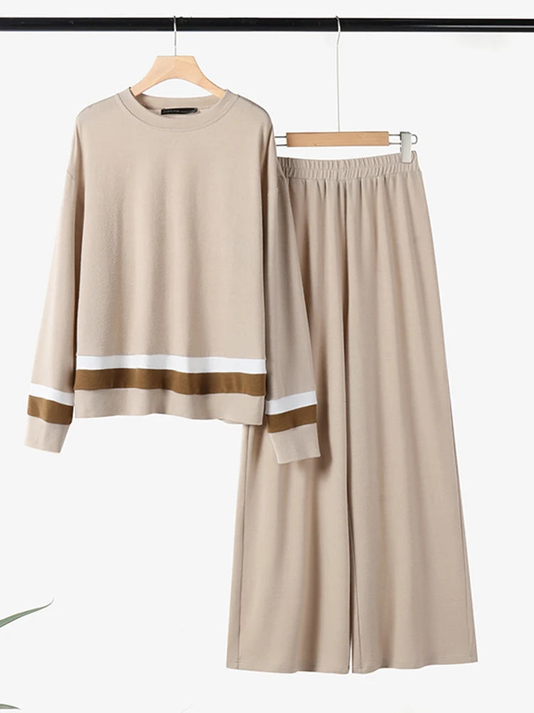 Maxy ZANZEA Casual Women Tracksuits Autumn Spring Long Sleeve Knitted Blouse Pant Sets Fashion Matching Sets Winter 2PCS Outfits