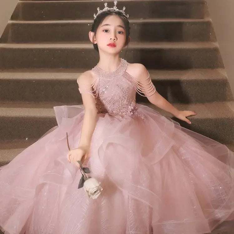 Maxy Princess luxury girl children's Birthday party dress for Kids 8 14 years prom dresses pageant teen bridesmaid Wedding ceremony Ball Gowns