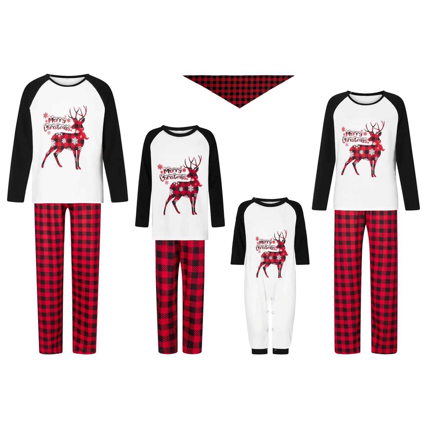 Family Matching Christmas Pajamas Set for Adults Kid Outfits Deer Print Long Sleeve T-shirts Plaid Pants Sleepwear Xmas Look Pjs