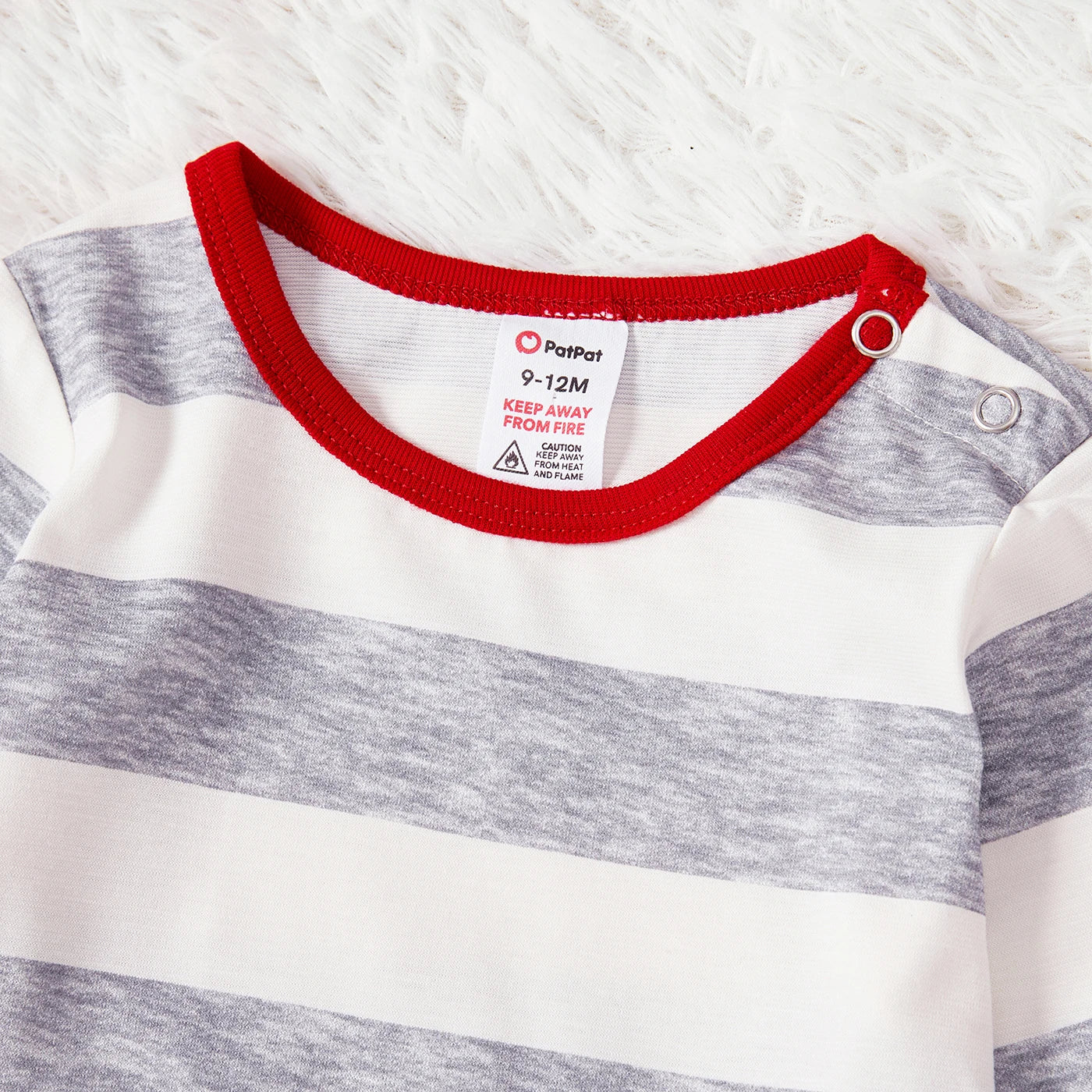 PatPat Christmas Family Matching Grey Striped Long-sleeve Naia™ Pajamas Sets (Flame Resistant)