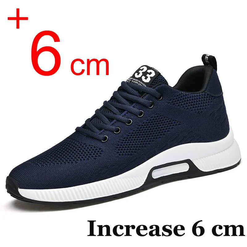 Amay Plus Size 46 Men Sneakers Elevator Shoes Summer Mesh Breathable Heightening Shoes Man Invisiable Increased 6CM Taller Shoes
