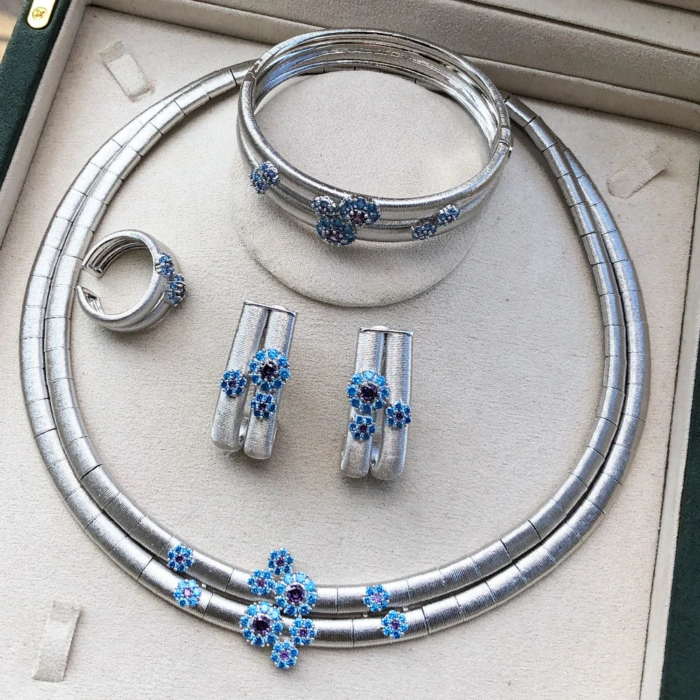 Maxy New 2 Layers African Jewelry Sets for Women Wedding Luxury Naija Jewelry Set Cubic Zirconia Bridal Jewelry Sets