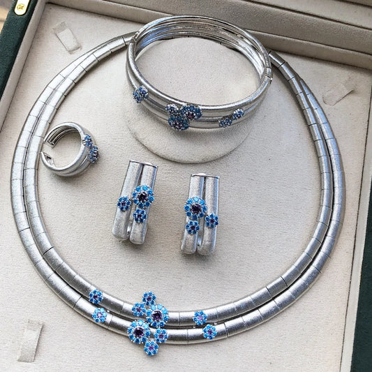 Maxy New 2 Layers African Jewelry Sets for Women Wedding Luxury Naija Jewelry Set Cubic Zirconia Bridal Jewelry Sets