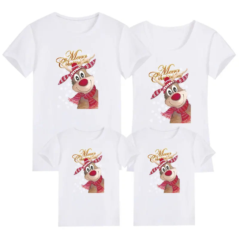 Maxy 2024 Christmas Daddy Mommy Baby Merry Family Look Casual Family Tshirt Christmas Deer Matching Family Outfits Baby Romper Cotton