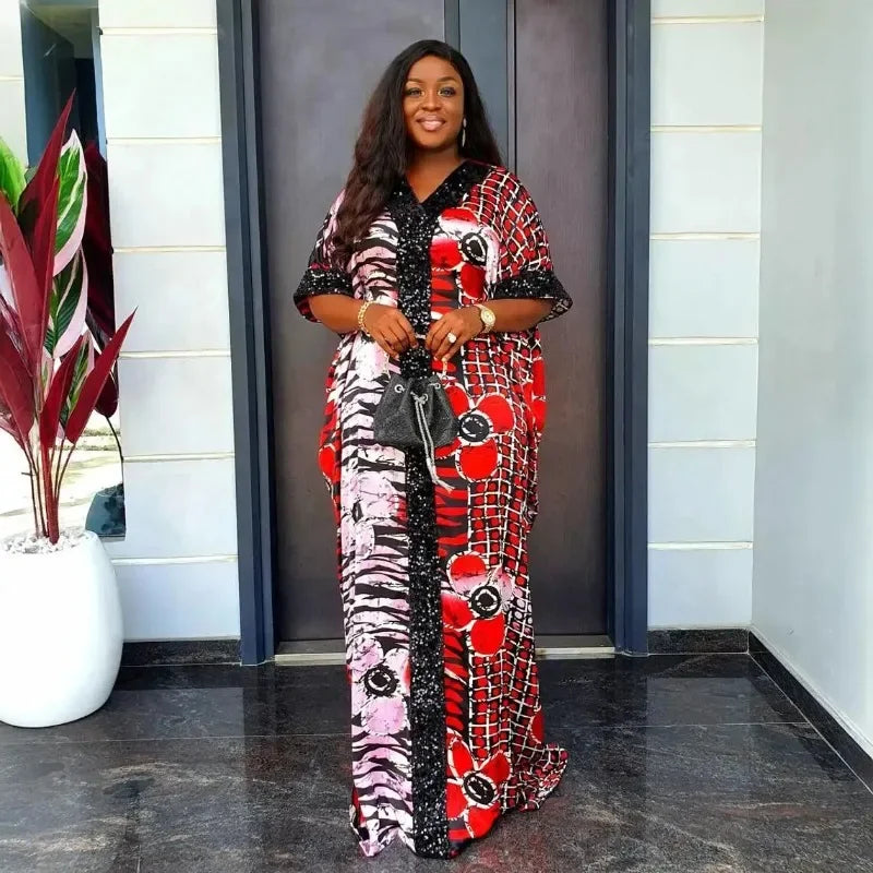 Amay Popular Design dresses for women Rayon fabric robe Afrikaans femme With a hidden waistband african dress