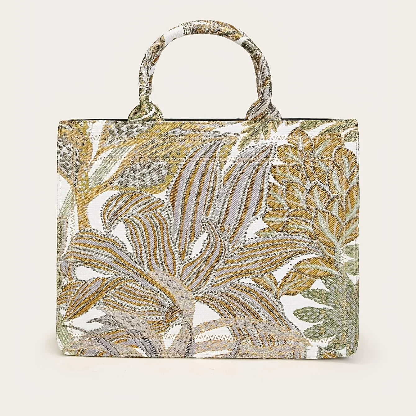 Maxy Stylish Floral Pattern Tote Handbag, Trendy Satchel, Large-capacity Bag With ZIPPER