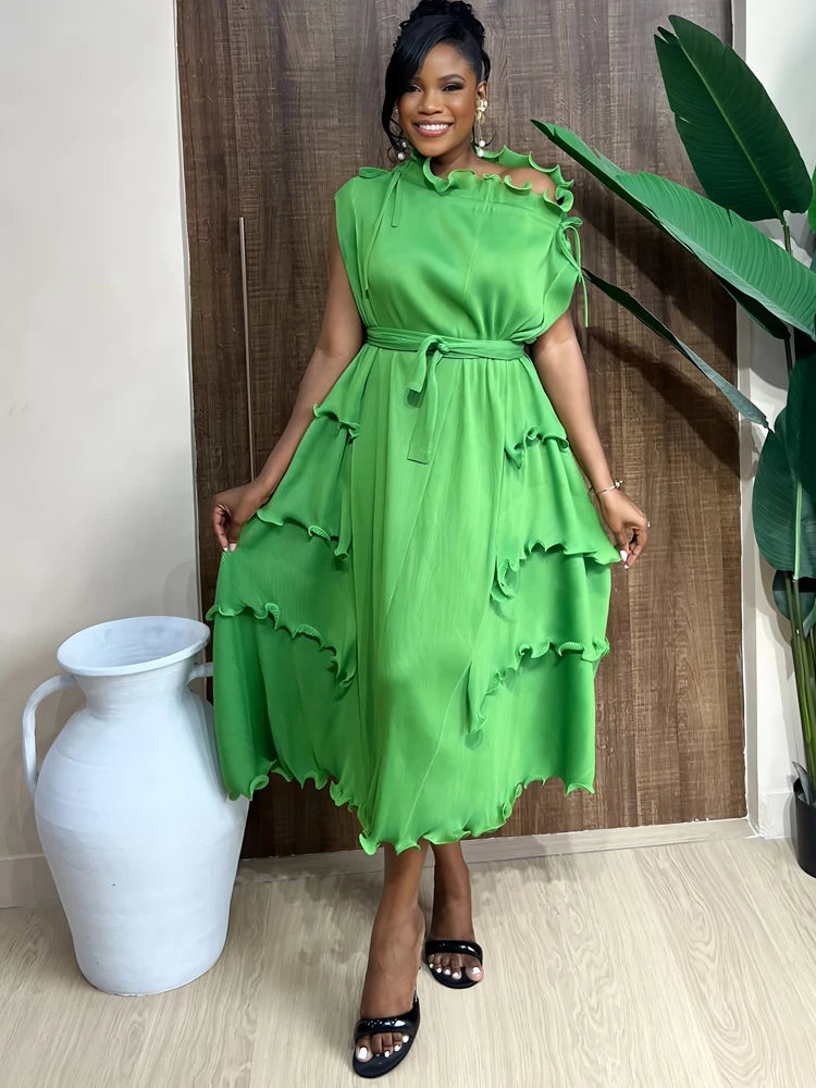 Amay prom Irregular dress for Women pleated clothing Fashion Casual Loose evening party Female plus size Dresses Elegant