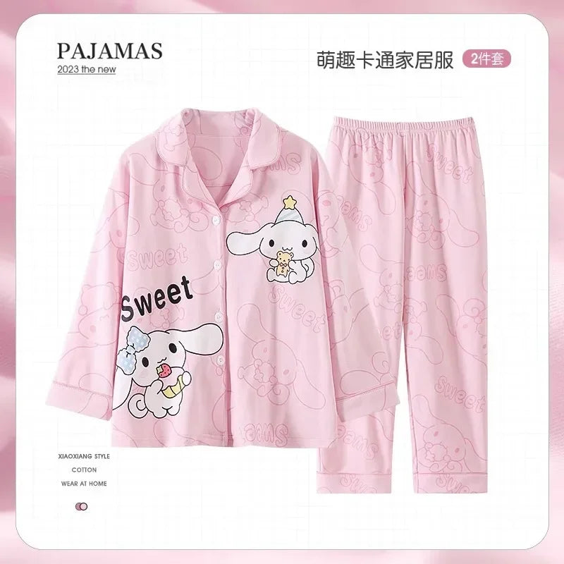 Maxy Sanrio Hello Kitty Kuromi Cinnamoroll My Melody Kids Pajamas Boys Toddlers Girl Fashion Clothes Cartoon Anime Clothing Sets