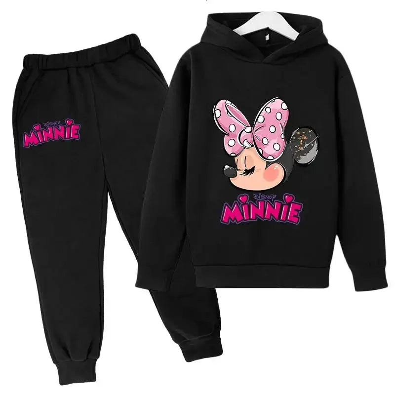 Minnie Mouse Clothes Set For Baby Girls With Autumn Winter Suit Mickey Mouse Toddler Kid Hoodies Set Infant Boy Clothing