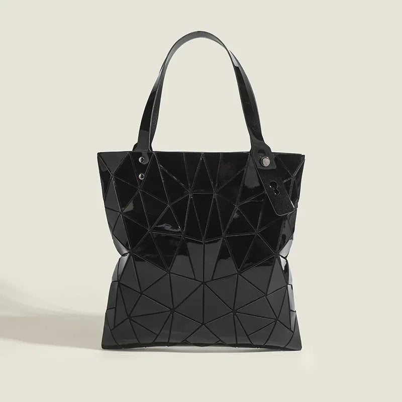 Maxy PVC Tote Bag Women Shoulder Bags Simple Geometric Large Capacity Handbag Lattice Pattern Bag Casual Tote