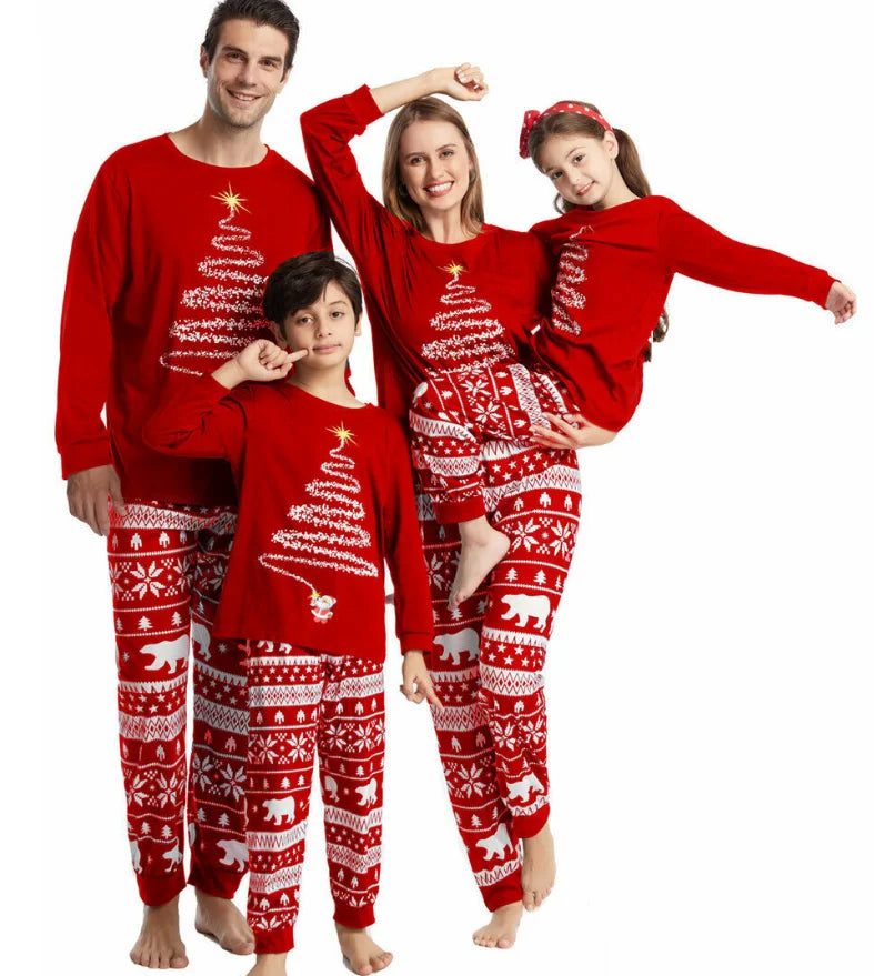 Christmas Family Matching Pajamas Set Polar Bear Father Mother Children & Dog Pyjamas Mommy and Me Xmas Pj's Clothes