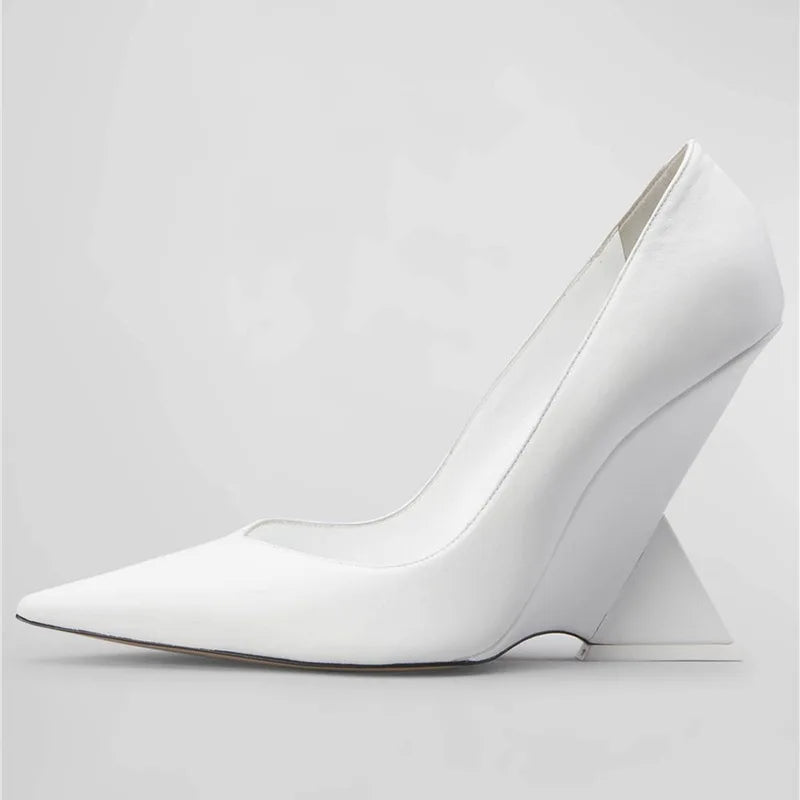 Maxy Women Heels Pumps Designer Shoes Patent Leather Pointed Toe Slingback Shallow Luxury Brand Strange Heel Woman Shoes