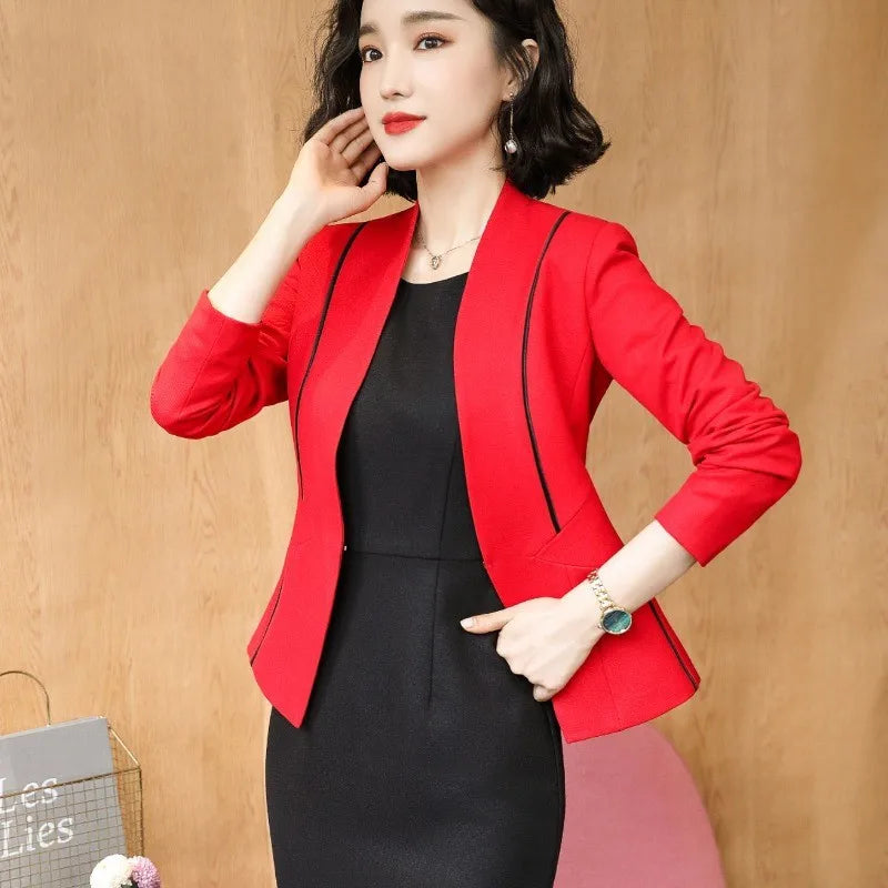 Maxy White Women Formal Dress Suit Ladies Elegant Business Office Wear Blazer Suits Long Sleeve Blazer Jacket Dresses Plus Size