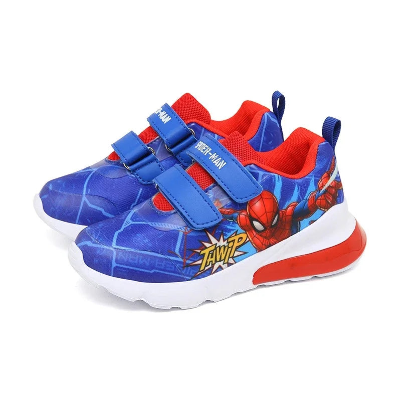 Maxy New Cartoon Spiderman Baby Girls Casual Shoes Boys Led Light Up Sneakers Kids Spring Autumn Toddler Flat Running Sport Shoes