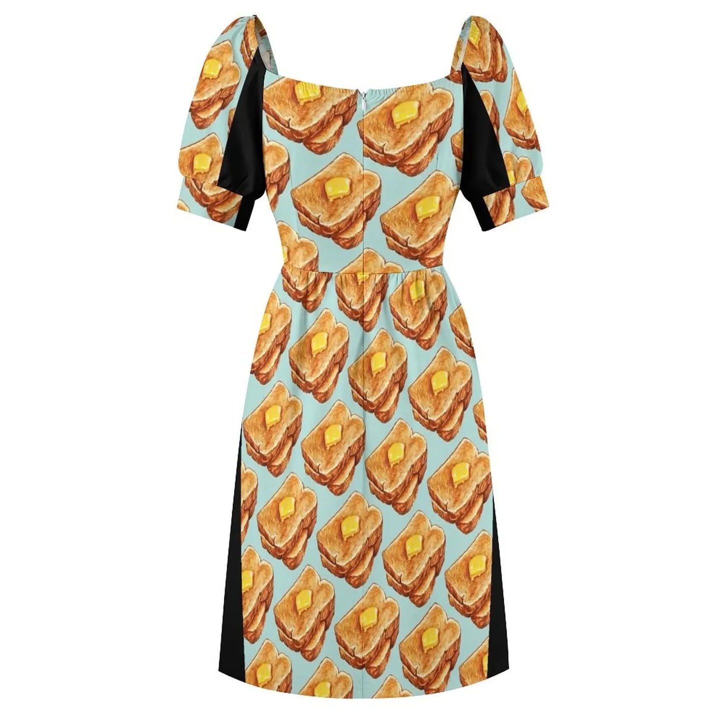 Maxy Buttered Toast Pattern Short-Sleeved Dress Clothing female summer dress women chic and elegant woman dress