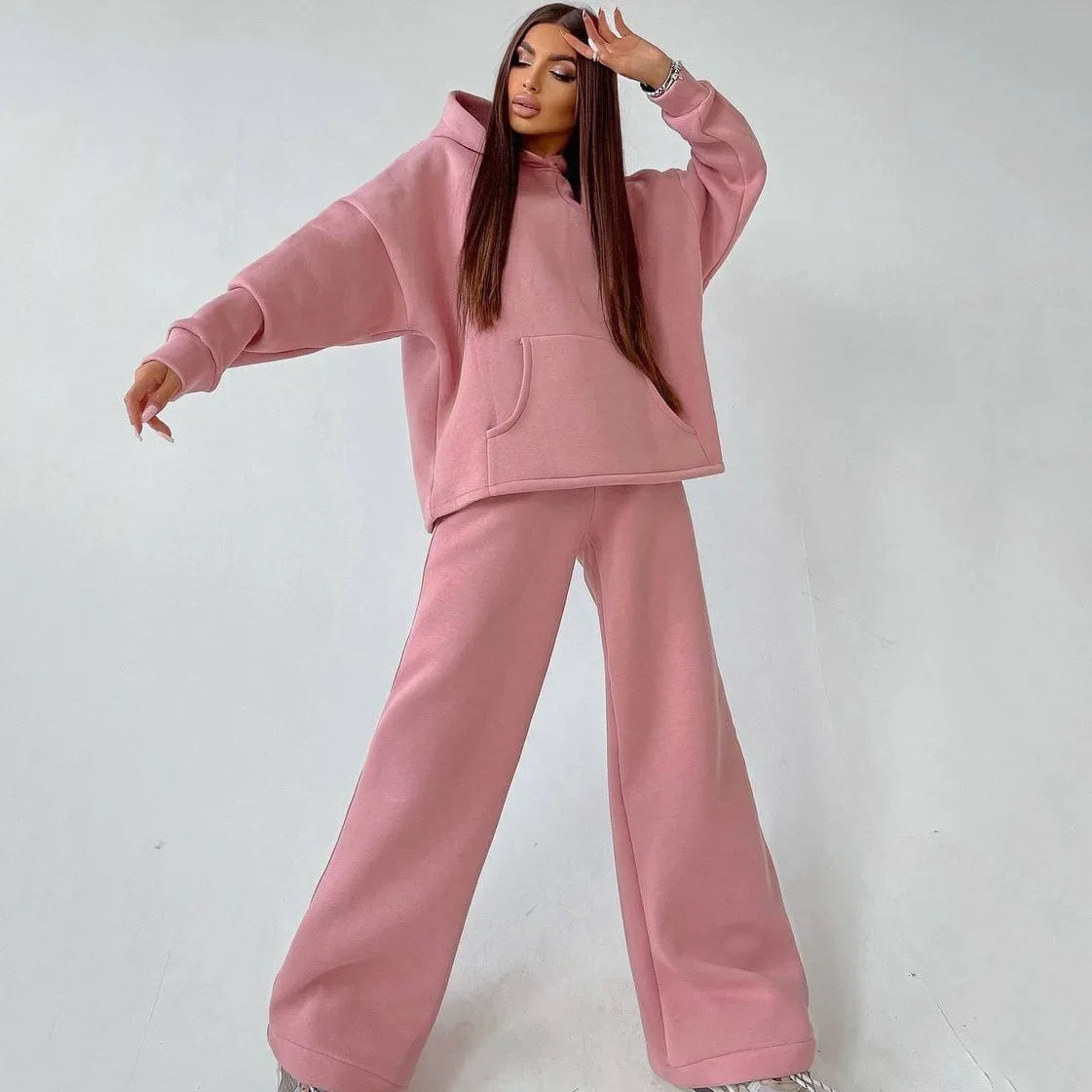 Maxy Casual Sport Tracksuit Women Hooded Two Pieces Set Sweatshirts Pullover Hoodies Pockets Pants Suit Trousers Outfits Autumn 2024