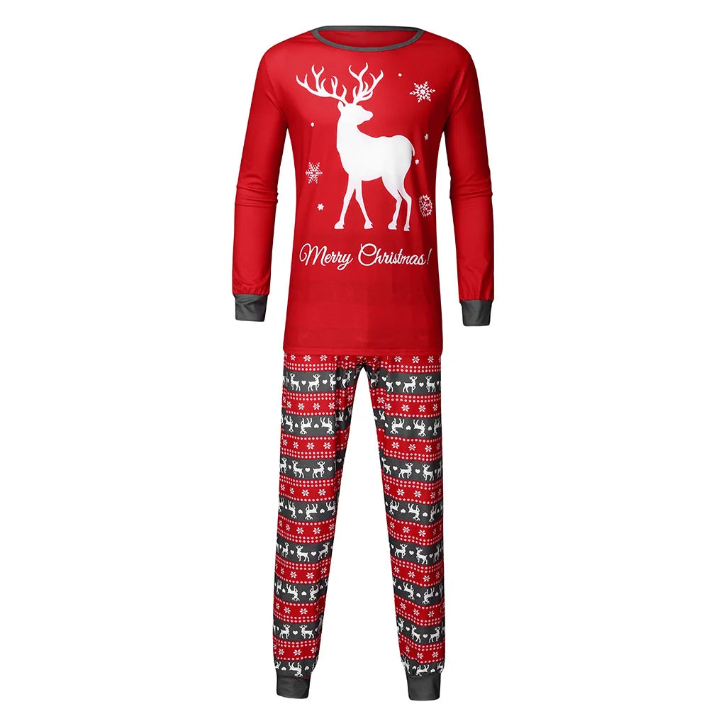 NEW Christmas Pajamas Set Family Matching Outfits Clothing Xmas Adult Kids Cute Party Nightwear  Cartoon Deer Sleepwear