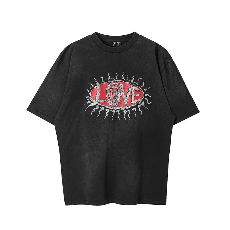 SAINT T Shirt Men Woman Summer Good Quality O-Neck Loose Letter Printing Dropped Shoulder Vintage Tops Tee