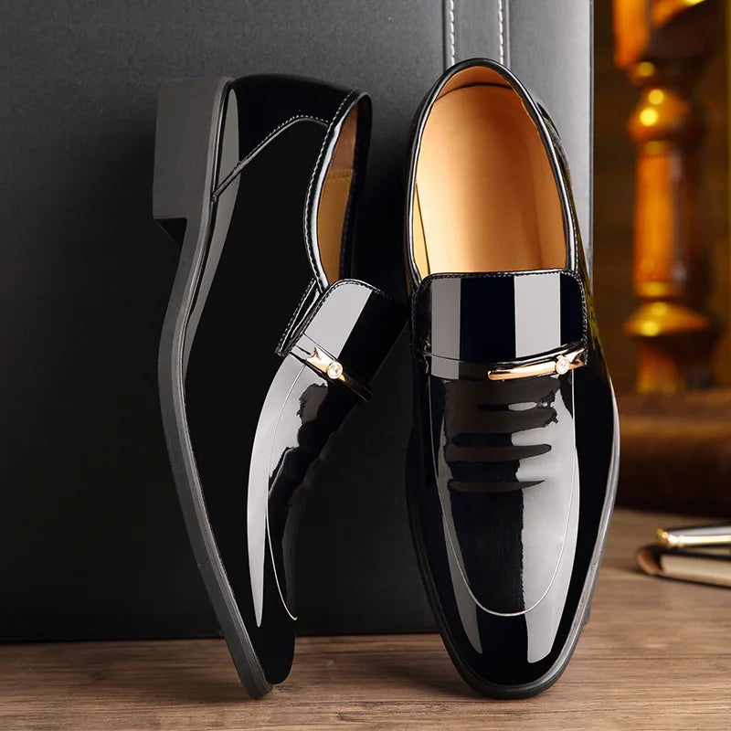 Amay Hot Salemen Dress Italian Leather Shoes Slip On Fashion Men Leather Moccasin Formal Male Shoes Pointed Toe Shoes For Men