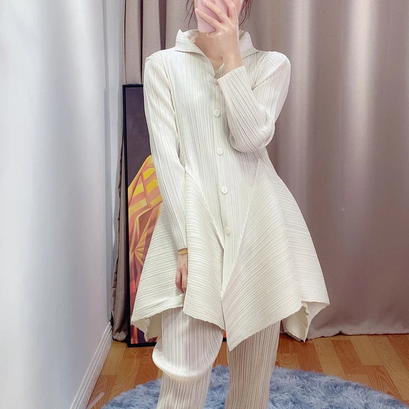 Maxy Mid-Length Bud Coat for Women, Stand-up Collar, Single-Breasted, Long-Sleeved Jacket, Hollow, Large Size, New, early Autumn, 202
