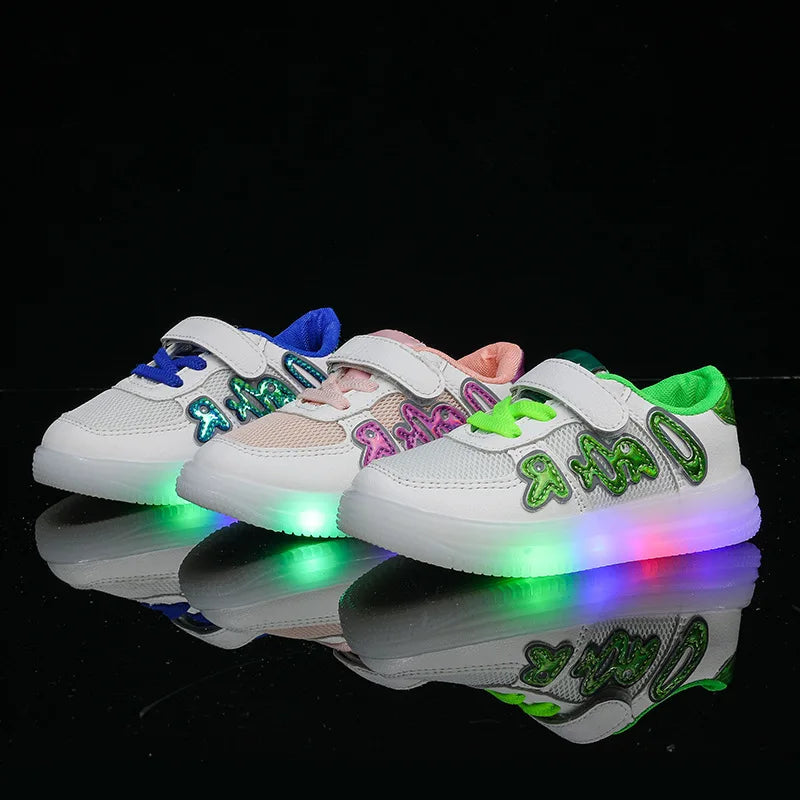 Maxy Girls And Boys Children & Toddler LED Colorful Lighted Shoes Soft Bottom Breathable Fashion Kids Sneakers Size 21-30