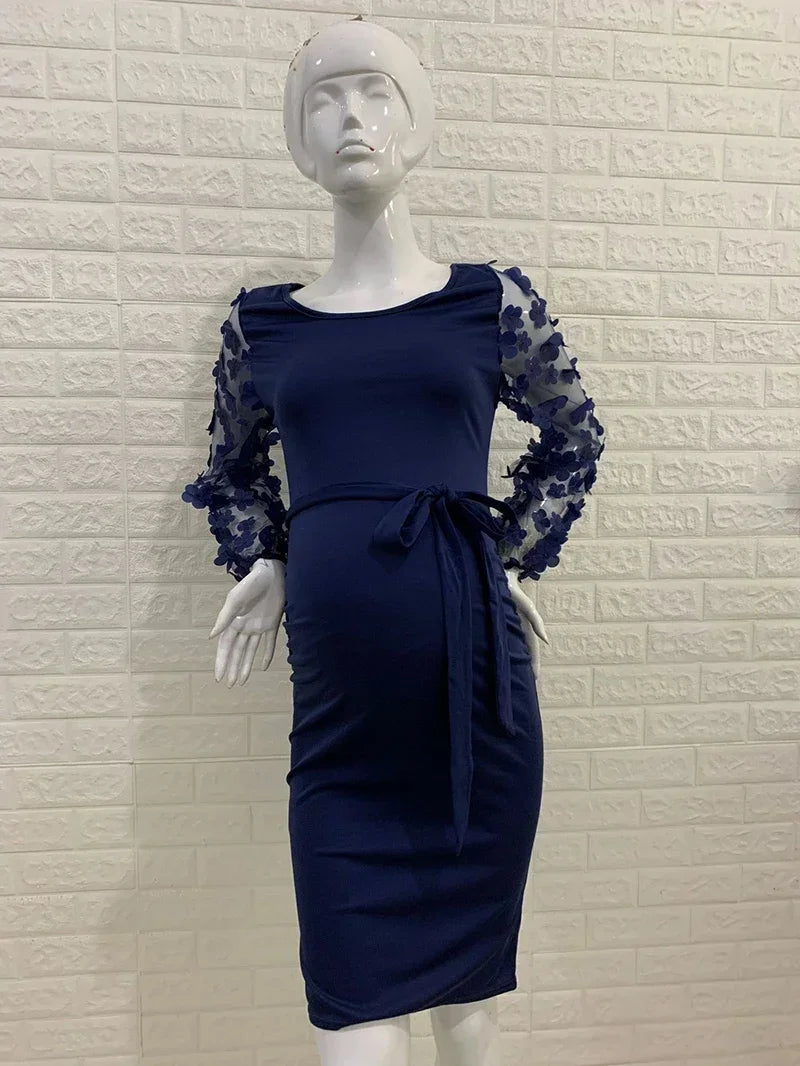 Maxy Women Flower Skirt Maternity Photography Props Stretch Maxy Gown Long Maternity Dresses For pregnant Photo Shoot Clothing
