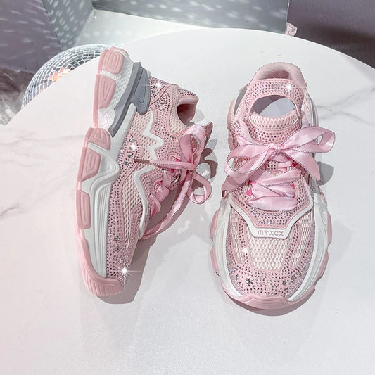 Maxy S/a Original Design Street Sport Style Sneakers For Women's Pink Teenagers Students Daily Dress Height Increasing Shoes