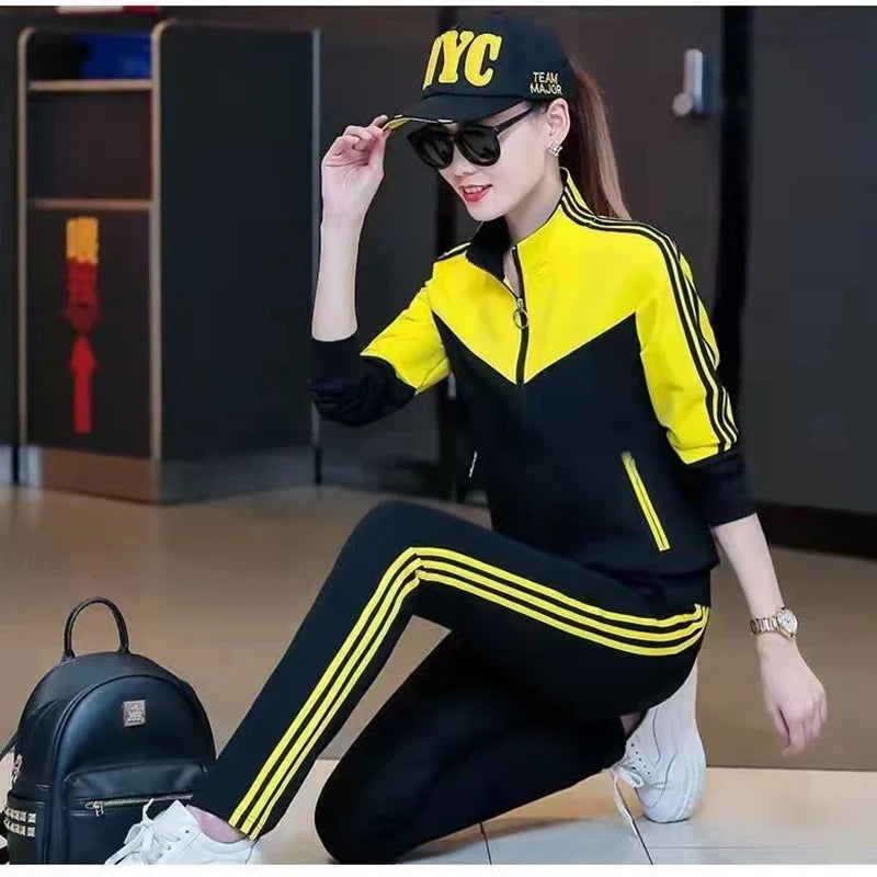Babs Sportswear Suit Women's Spring And Autumn New Long-sleeved Two-Piece Sweatshirt Casual Running Women's Clothing