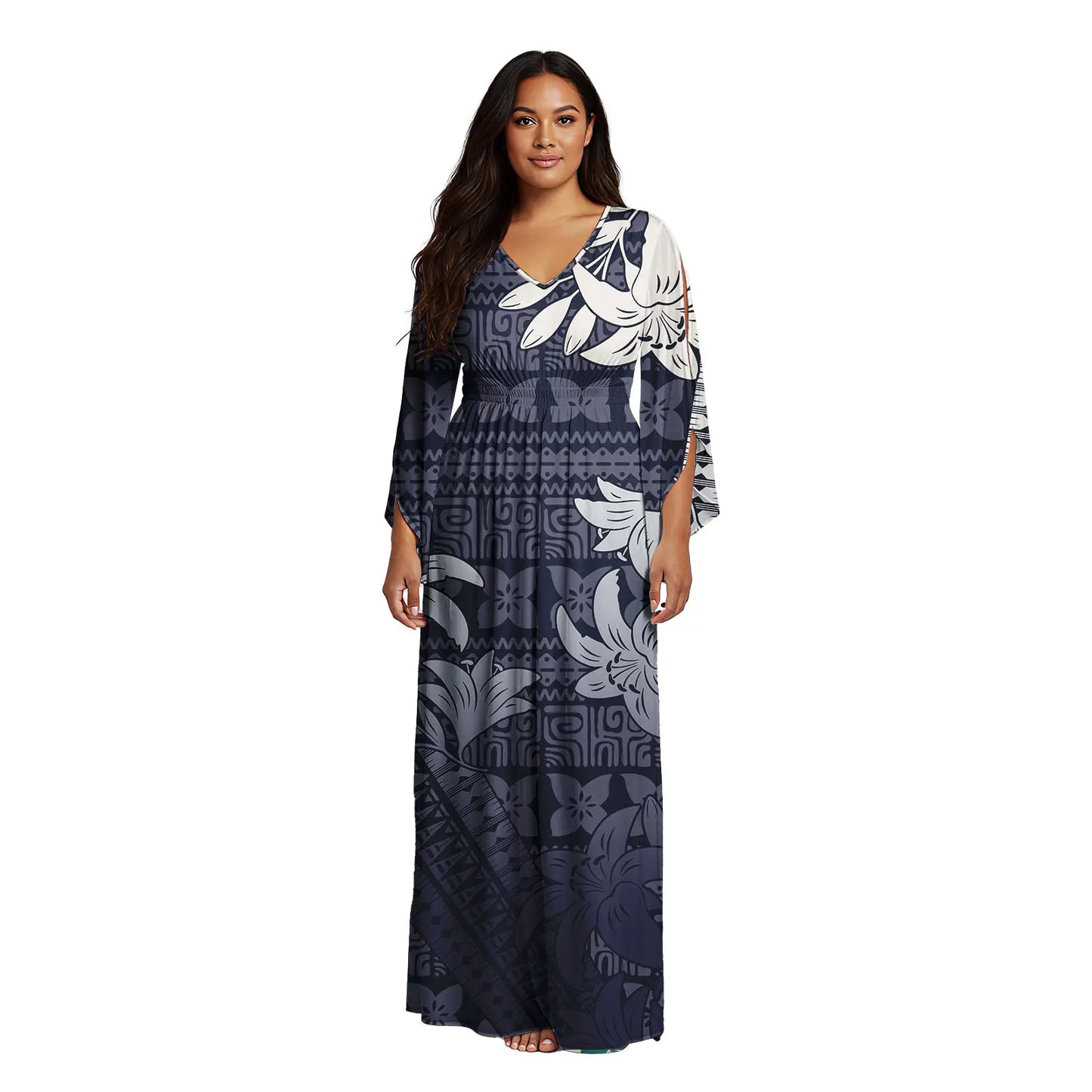 Maxy Latest Women's V-neck Dress Custom Sexy Evening Gown Polynesian Samoan Tribal Pattern Design Casual Dress
