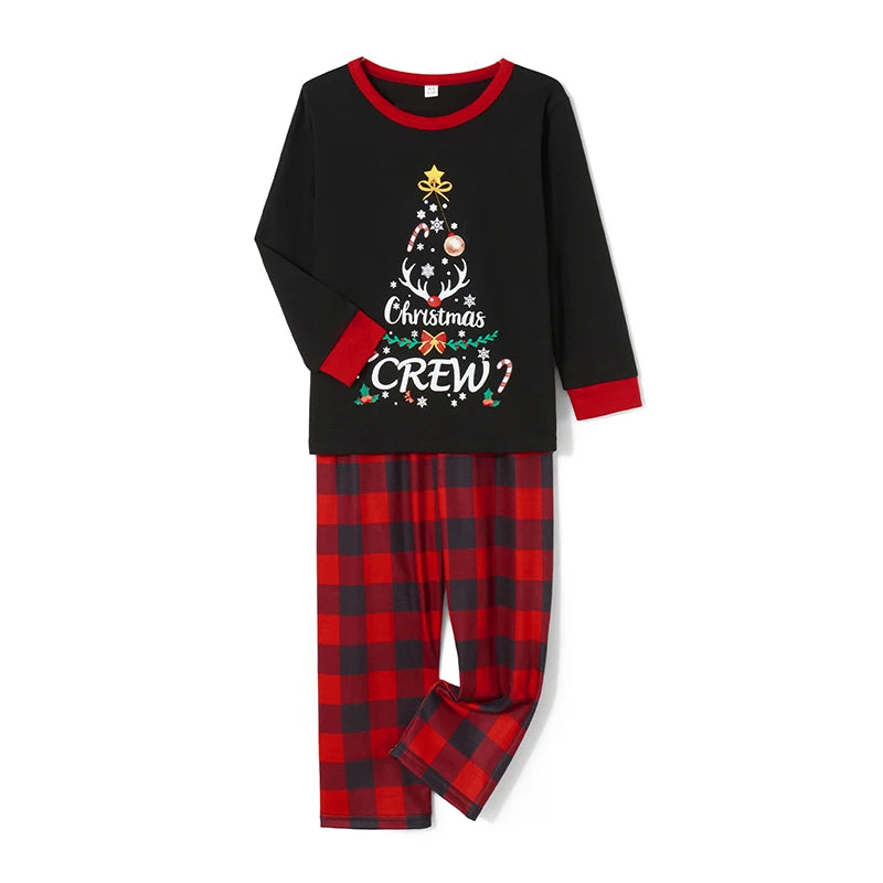 Maxy Family Matching Christmas Pajamas Loungewear Set Long Sleeve Tree Graphic Tops+Elastic Waist Pants Holiday Sleepwear