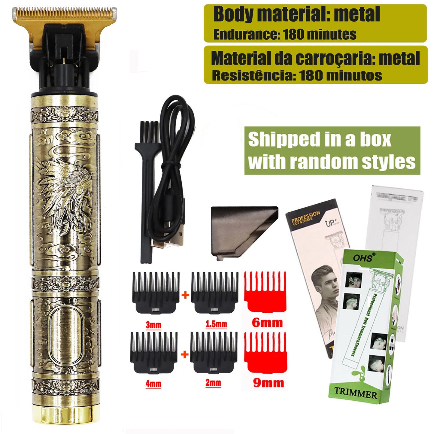 Maxy New Retro T9 Hair Clipper For Men, Electric Shaver, Rechargeable Hair Clipper, Portable Cordless Beard Trimmer