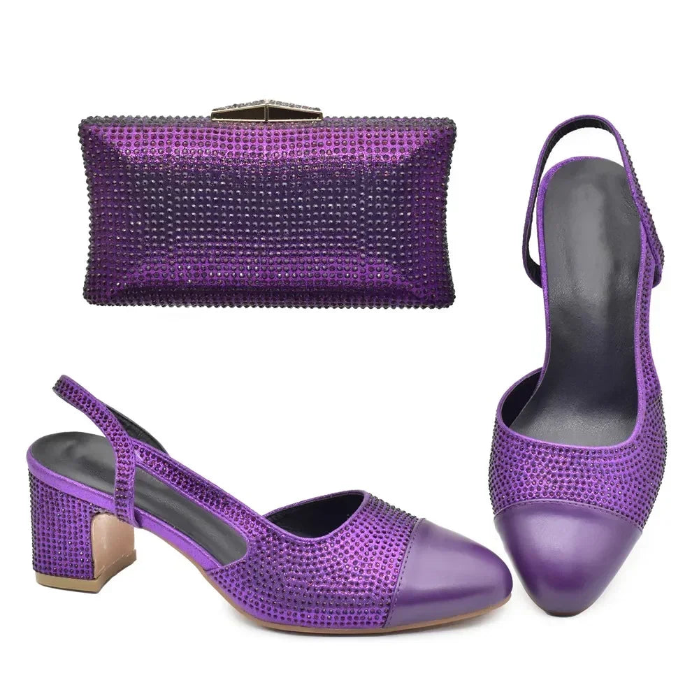 New Design Maxy Shoes and Bag To Match Set African Comfortable Heels Party Shoes and Bag Set for Wedding Plus Size 43
