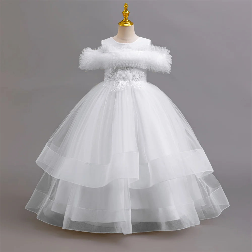 Maxy New elegant girls' dresses, piano performance costumes, chiffon party, birthday party, evening dress for girls aged 4-12
