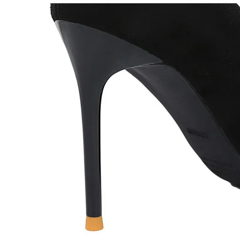 Amay BIGTREE Shoes Metal Buckle Decoration Women Pumps Suede High Heels Ladies Shoes Stilettos Luxury Women Heels Shoes Large Size 43