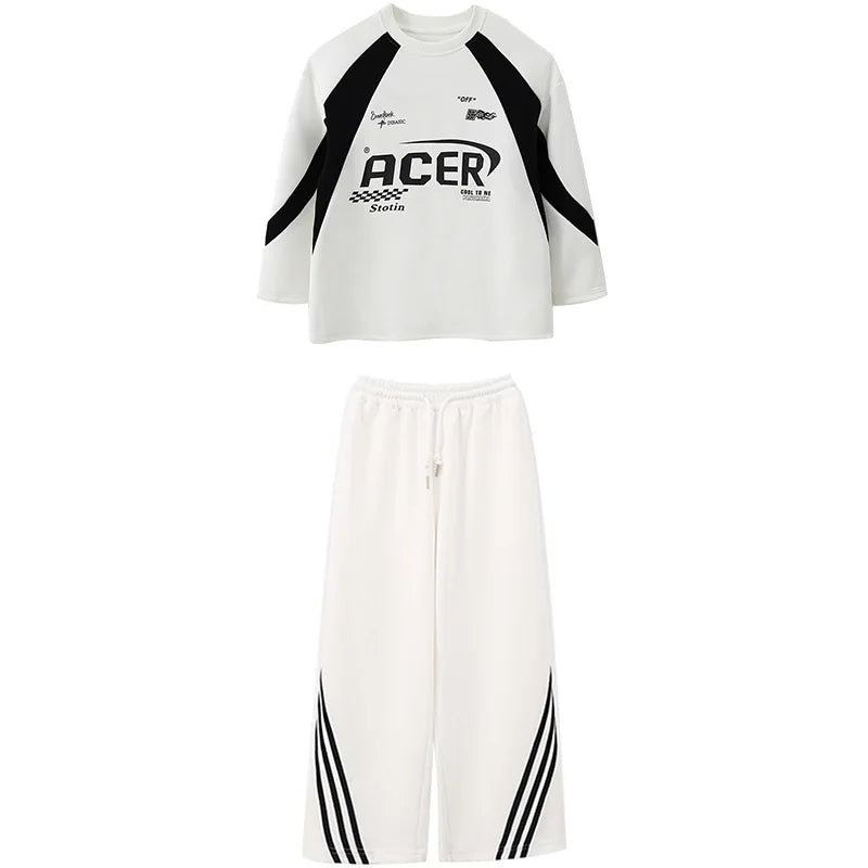 Maxy Children's Teen Boys Girls Streetwear Hip-hop Sweatshirt Cargo Pant Sets Tracksuits Performance Clothing Kids Tshirt Trousers