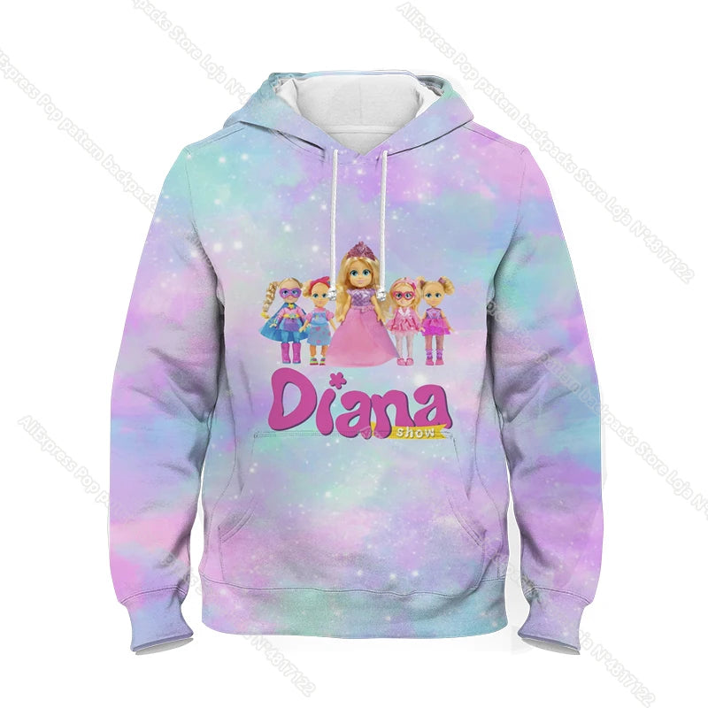 Maxy Kids Diana And Roma Show Clothes Hoody Sweatshirt Baby Girls Cartoon Toddler Boys Pullover Outerwear Children Casual Sweater