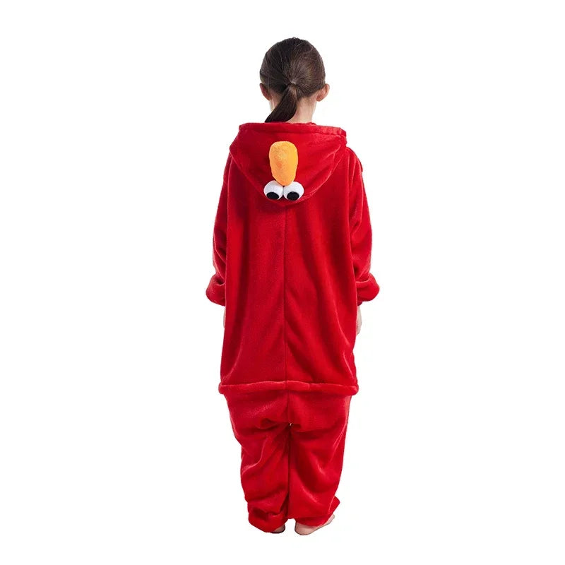 Kids Elmo Cookie Onesie Cosplay Costume Halloween Pajamas Christmas Boy Girl Full Body Zipper Clothes Cartoon Anime Homewear