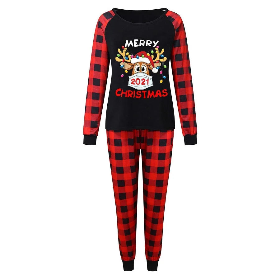 Maxy Christmas Pajamas Sets Family Matching Outfits Plaid Father Mother Kids Sleepwear Mommy Xmas Pj's Clothes Tops+Pants