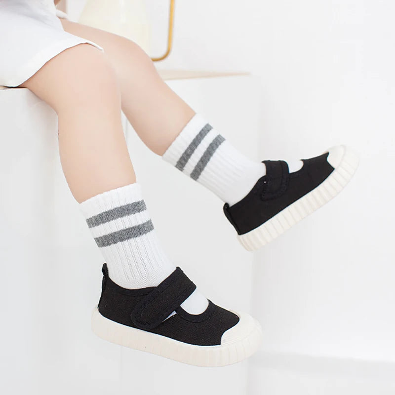 Maxy Children White Black Striped Sport Cotton Soft Tube School Ankle Short Socks for Baby Infant Toddler Kids Boys Girls Clothes